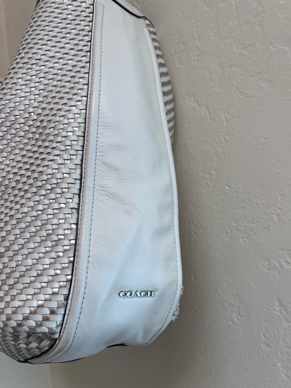 Coach Park Avery White Woven Hobo Shoulder Bag - Picture 7 of 12